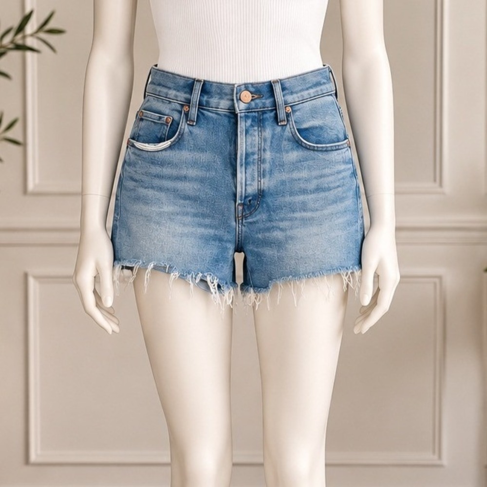 Mother Womens The Proper Short Cutting Class Light Wash Raw Hem Denim 27